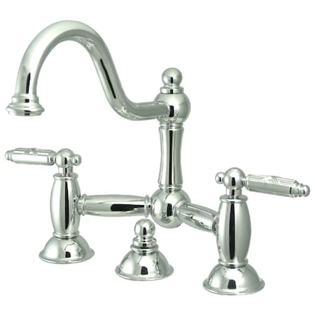 Kingston Brass KS3911GL Restoration Bathroom Bridge Faucet, Polished Chrome KS3911GL